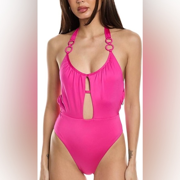 Trina Turk NWT Ring Halter Cutout One Piece Swimsuit
